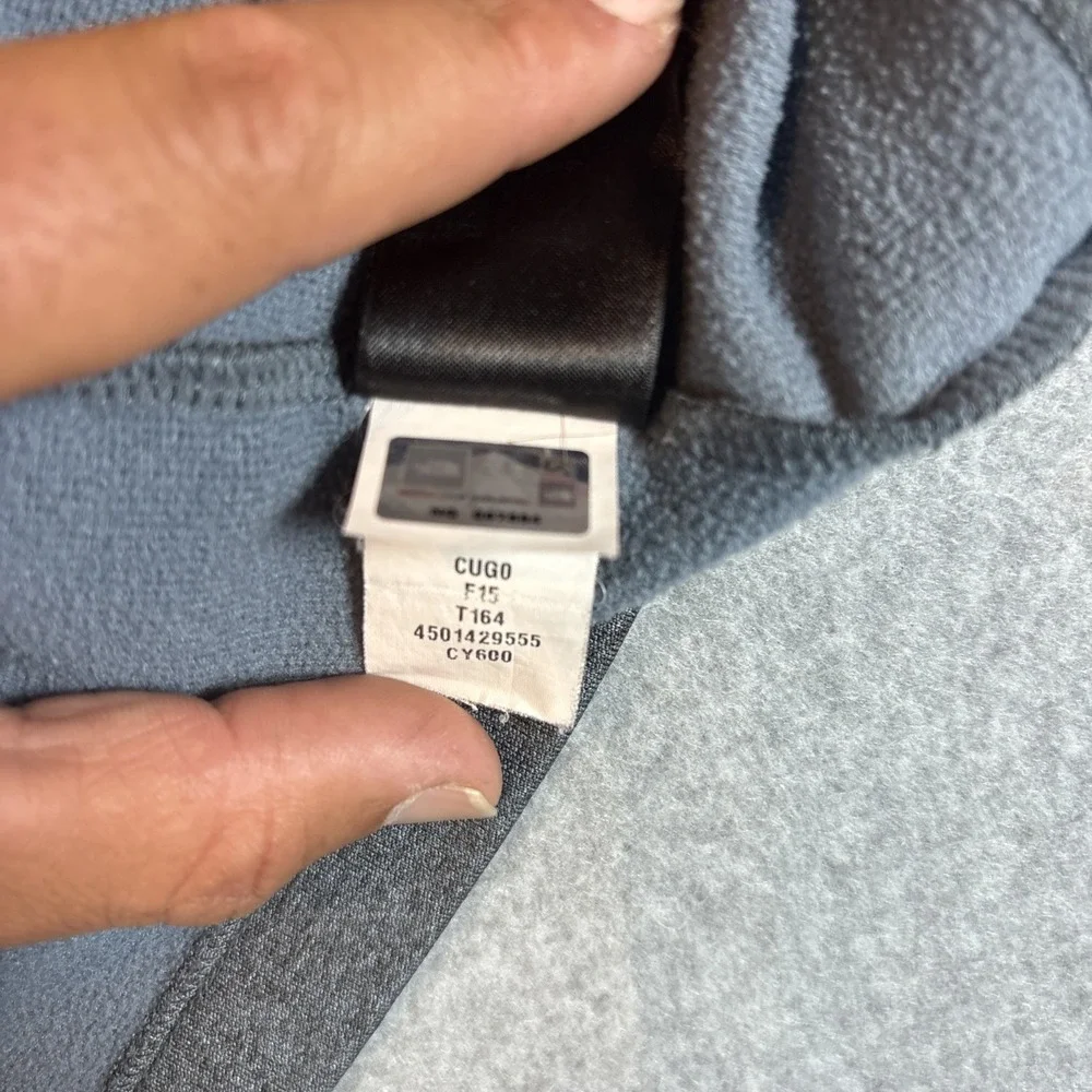 NORTH FACE GRAY ATHLETIC JACKET W/ ORANGE LOGO & HALF ZIPPER MENS L EXCELLENT